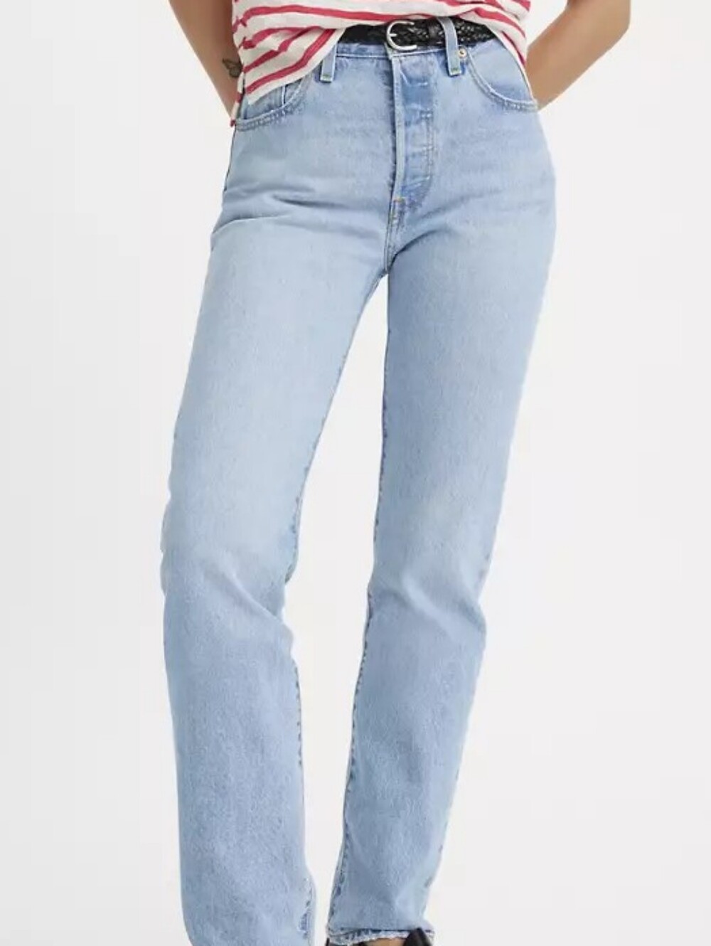 Levi's Premium 501 Light Wash High-Rise Straight Jeans W25 L30